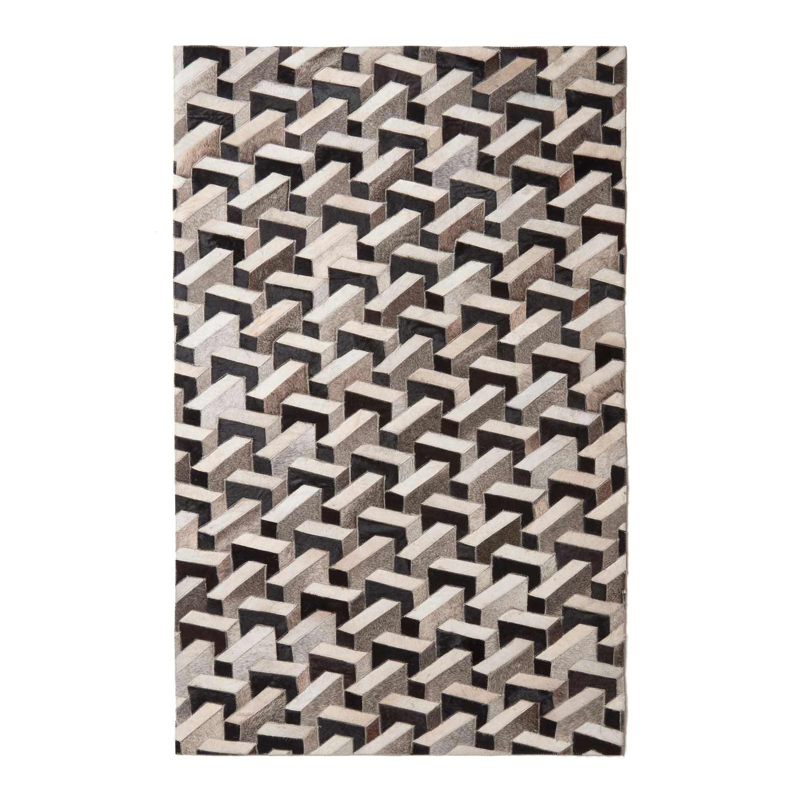 PATCHWORK-TEPPICH Leder, geometrisch gemustert 90/150 cm - Multicolor, Leder/Textil (90/150cm) - Homescapes