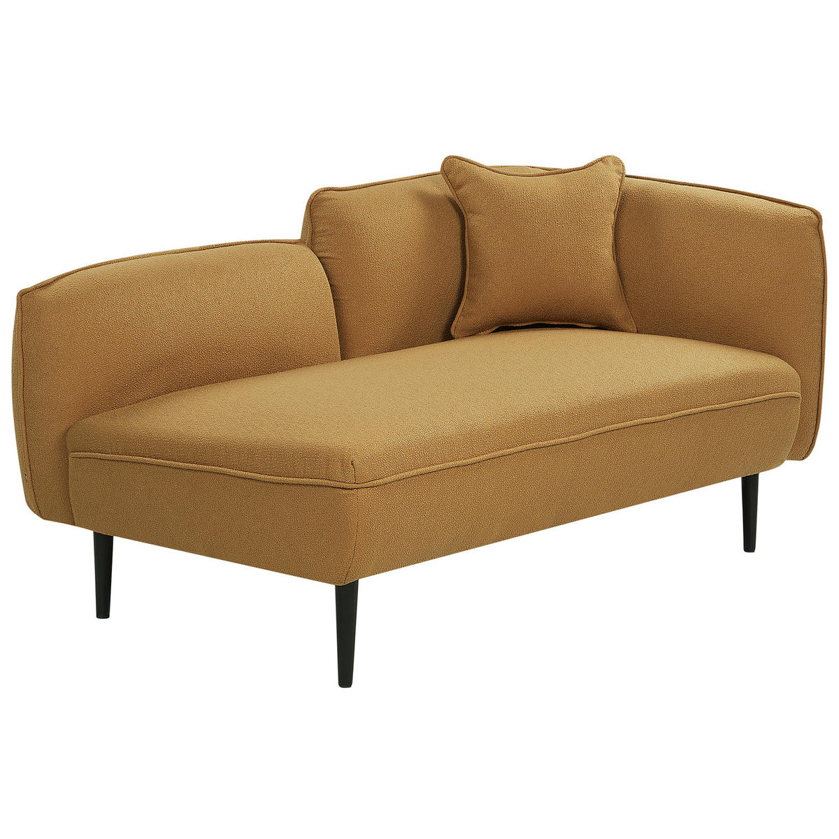 CHAISELONGUE Bouclé senfgelb rechtsseitig Chevannes - Gelb/Schwarz, Textil (138/74/77cm) - Beliani