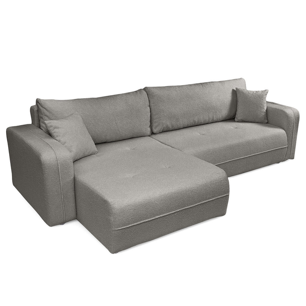 ECKSOFA mit Schlaffunktion - 272 cm - Dunkelgrau/Schwarz, Kunststoff/Textil (272/145cm) - home24