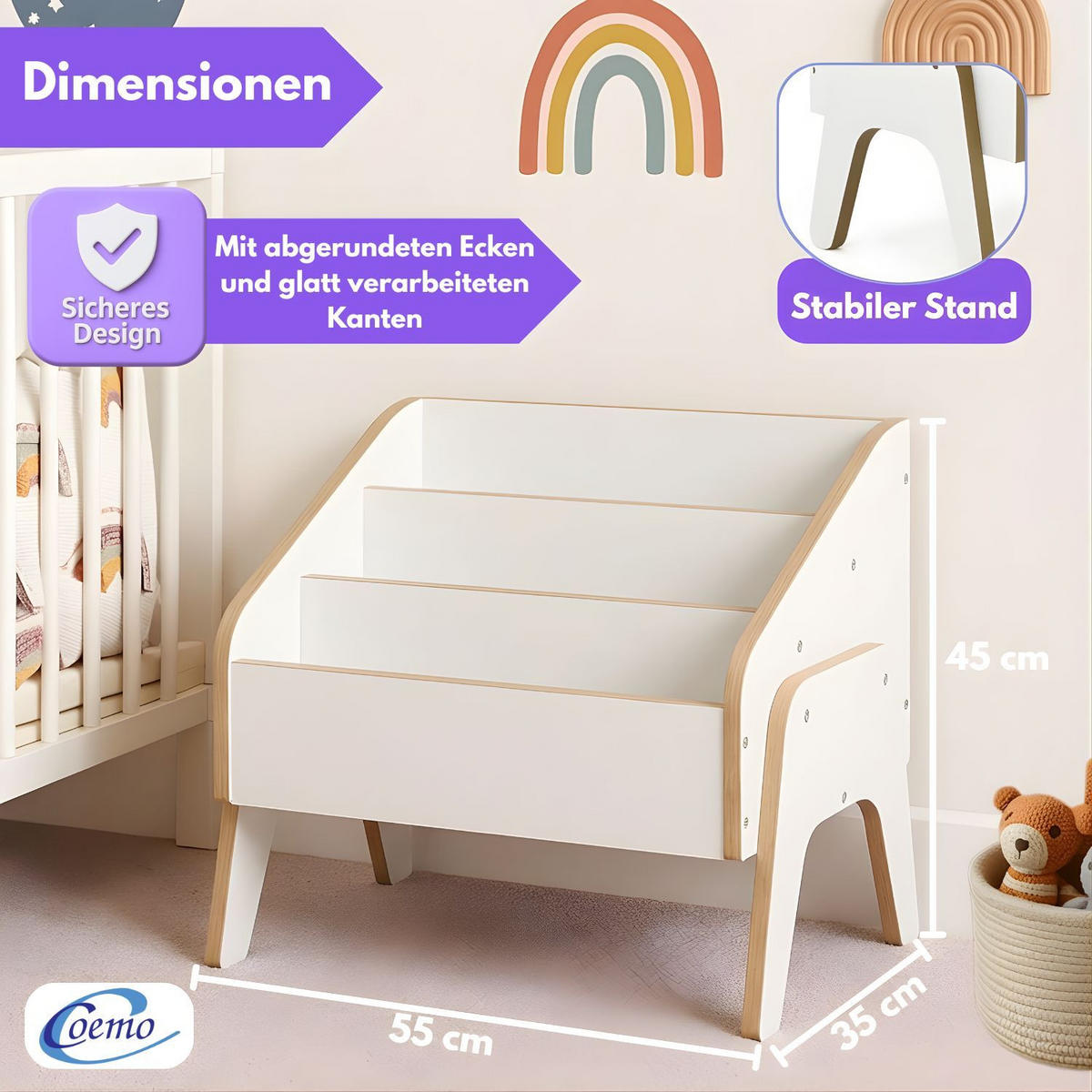 BÜCHERREGAL MILL Aufbewahrungsbox weiß 55x34x45 cm - Weiß, Holzwerkstoff (35/45/55cm) - Mein-Regal