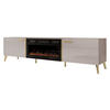 TV-LOWBOARD Picru 2D EF mit Kamin - Kaschmir/Goldfarben, Holzwerkstoff/Kunststoff (214/50/38cm) - MIRJAN24