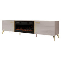 TV-LOWBOARD Picru 2D EF mit Kamin - Kaschmir/Goldfarben, Holzwerkstoff/Kunststoff (214/50/38cm) - MIRJAN24