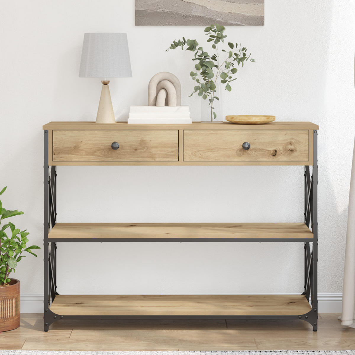 KONSOLE Tisch Artisan-Eiche 100/28/75 Cm - Braun, Holzwerkstoff (100/28/75cm) - vidaXL