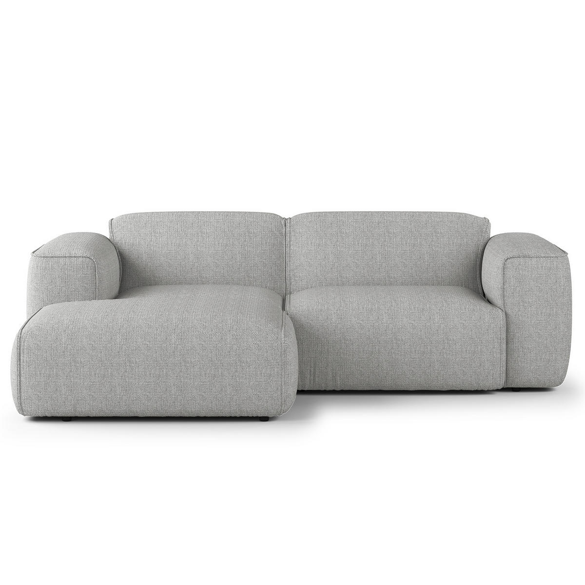 ECKSOFA mit XL-Longchair - Hellgrau/Schwarz, Kunststoff/Textil (260/171cm) - home24