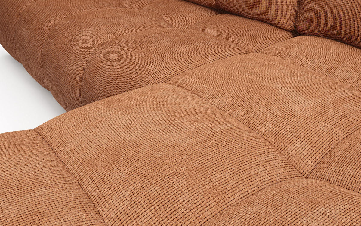 ECKSOFA DUCA R-S Orange Chenille mit Schlaffunktion - Orange, Holz (266.5/266.5cm) - MASSENO