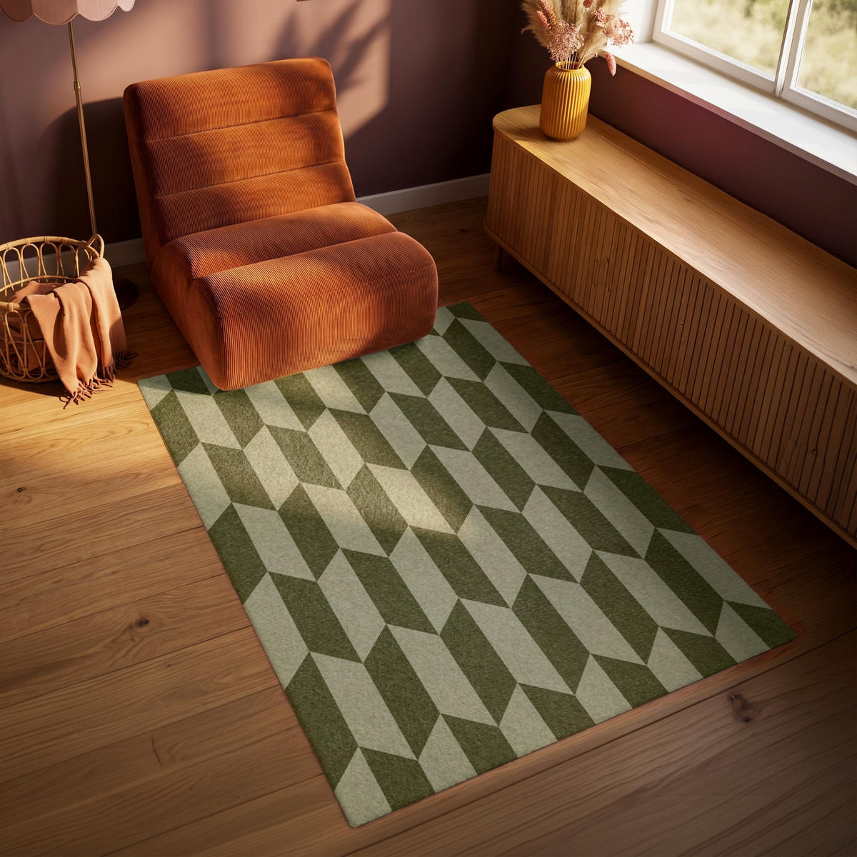 PREPROGE - Cikcak - 90x150 cm - olivno zelena, umetna masa/tekstil (90/0.4cm) - OnlyWow