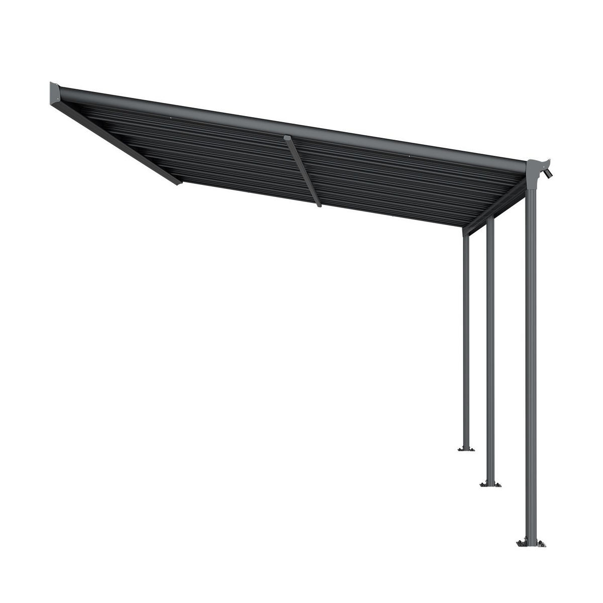TERRASSENDACH Borneo Aluminium 4x3m dunkelgrau - Dunkelgrau, Metall (435/278/303cm) - Juskys