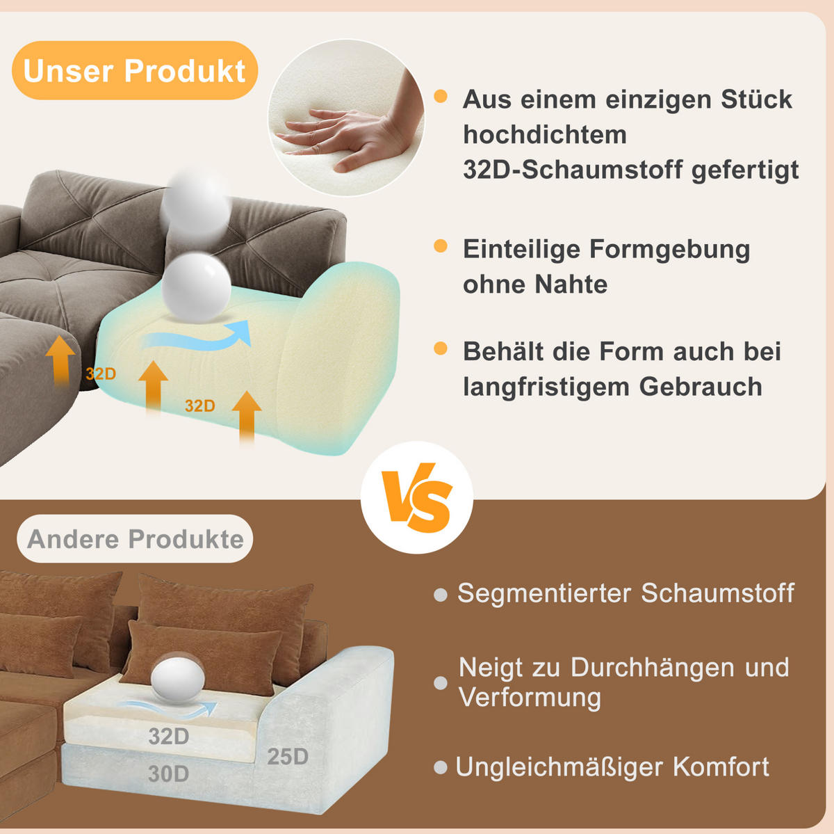 ECKSOFA 281/171/76 cm modular taupe aus Chenille rahmenlos und flexibel - Taupe, Textil (171/281cm) - OKWISH