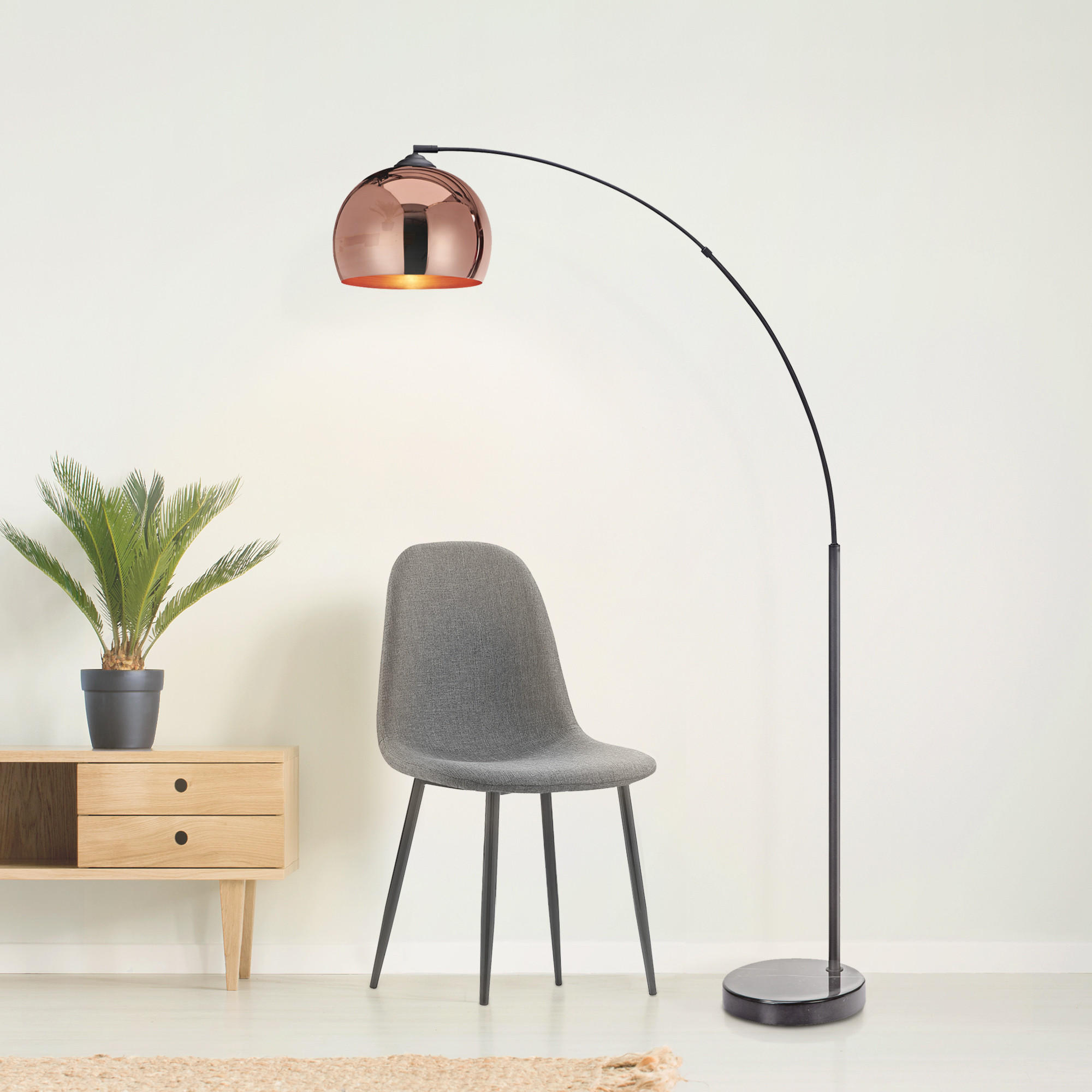 ARQUER STEHLAMPE, Rosegold, 170cm - Roségold, Metall (170/30/170cm) - Teamson Home