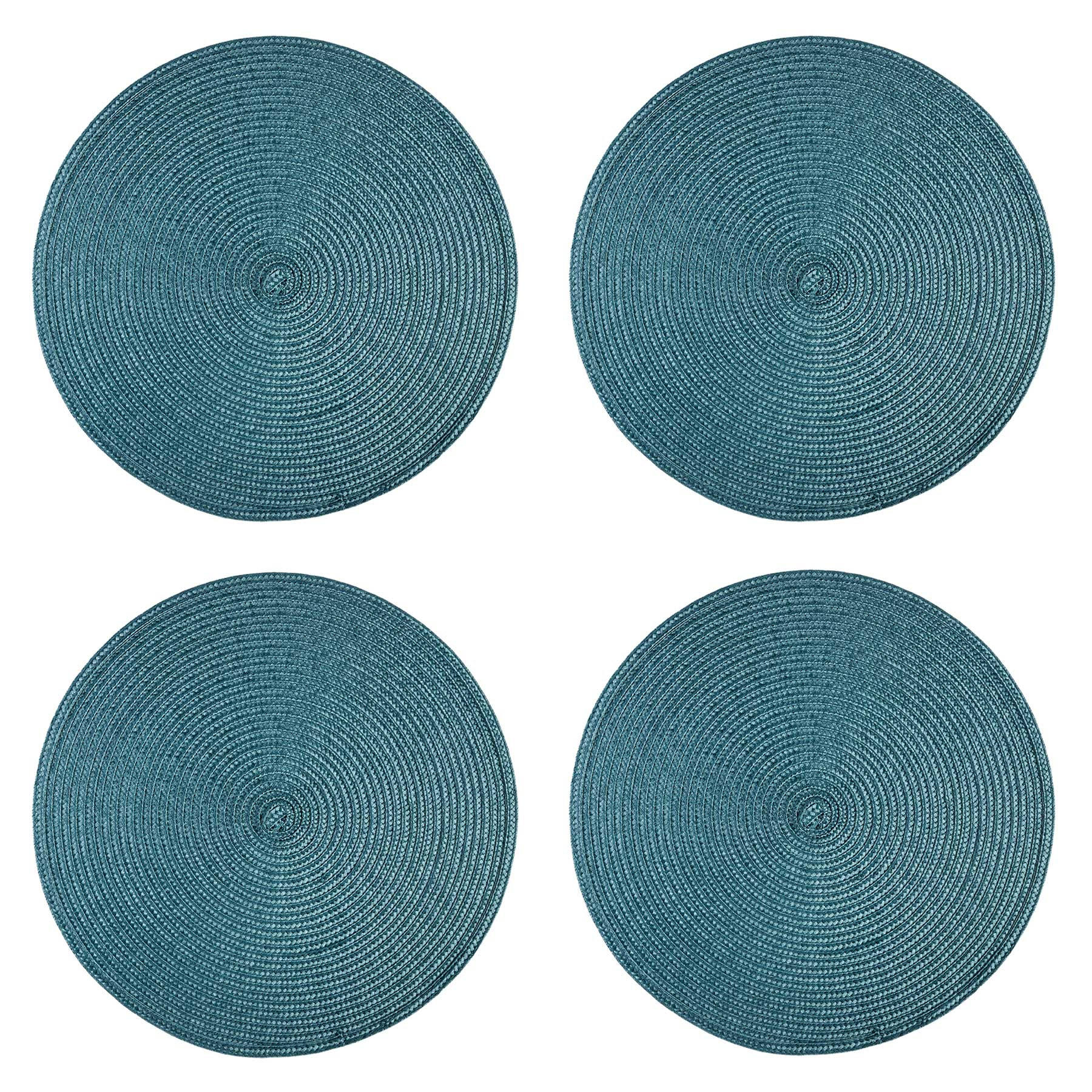 PLATZSET 4er Set Polypro Petrol 35 cm rund - Petrol, Kunststoff (35cm) - TiborTex