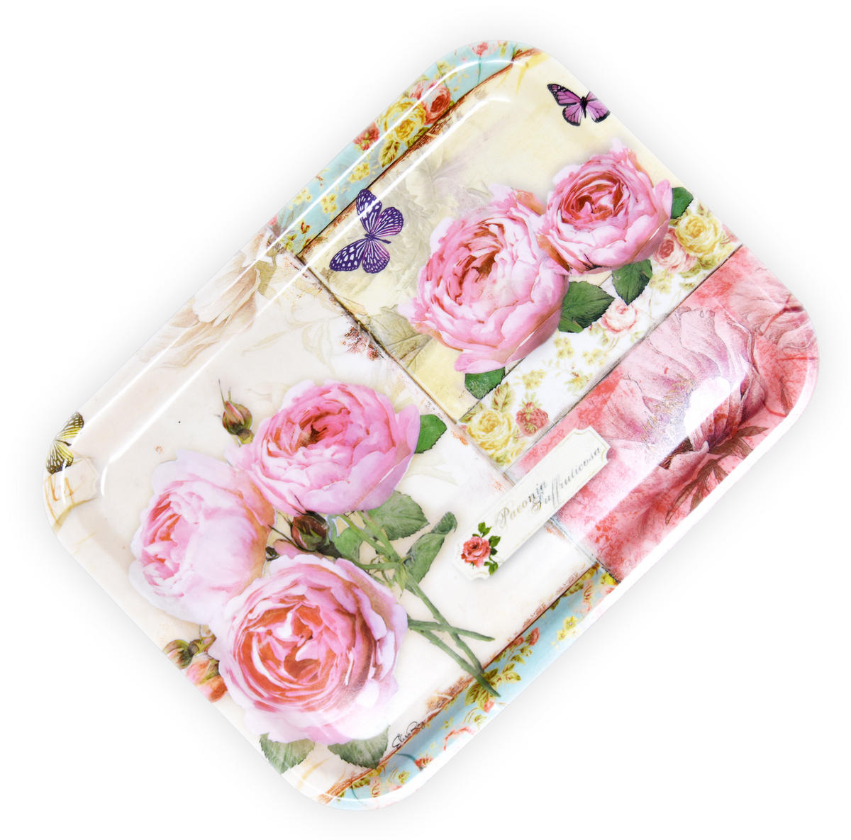 TABLETT England Rosen, rechteckige Melamin Serviertablett 31x23 cm - Rosa, Kunststoff (23/2/31cm) - Lashuma