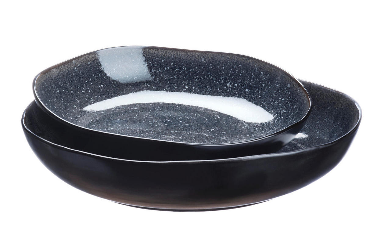 OBSTSCHALE Iris Ø27,5cm und Ø32,5cm - 2er-Set - Nachtblau - Blau, Keramik (6.5cm) - Björn