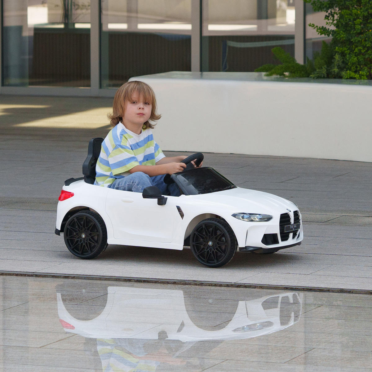 KINDER Elektroauto, Sound & Licht, für 3-5 Jahre, Weiß - Weiß, Kunststoff/Metall (108/69.5/51cm) - AIYAPLAY