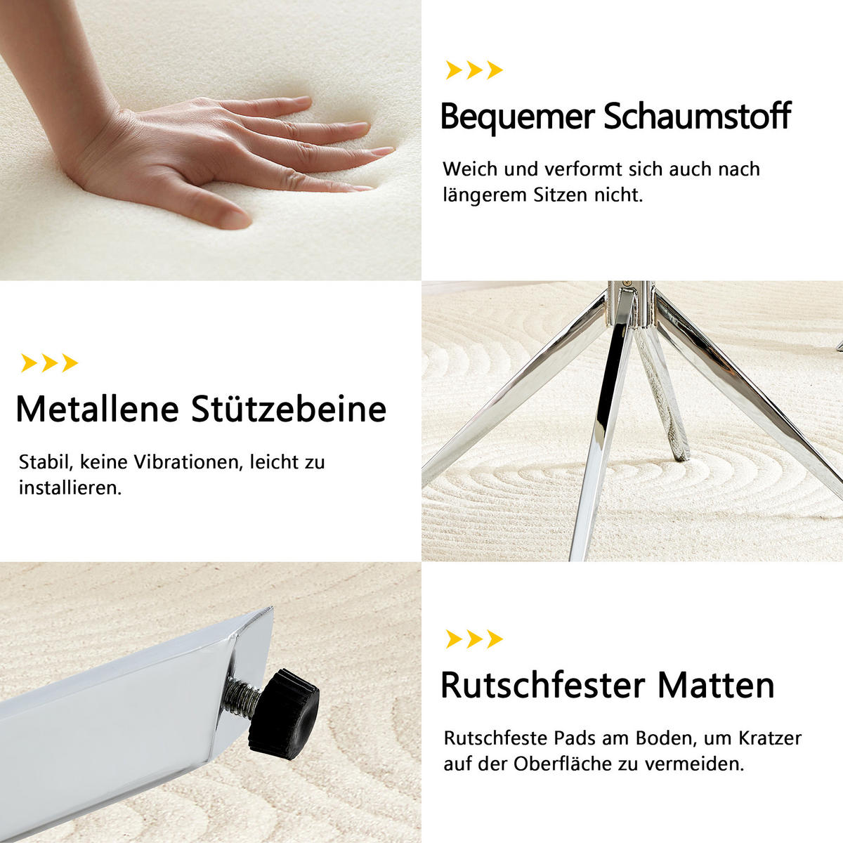 STUHL-SET DE-36678 2 Stück 360° drehbar mit Polsterung Weiß - Weiß, Metall (50.5/77/54.5cm) - ComfortXL