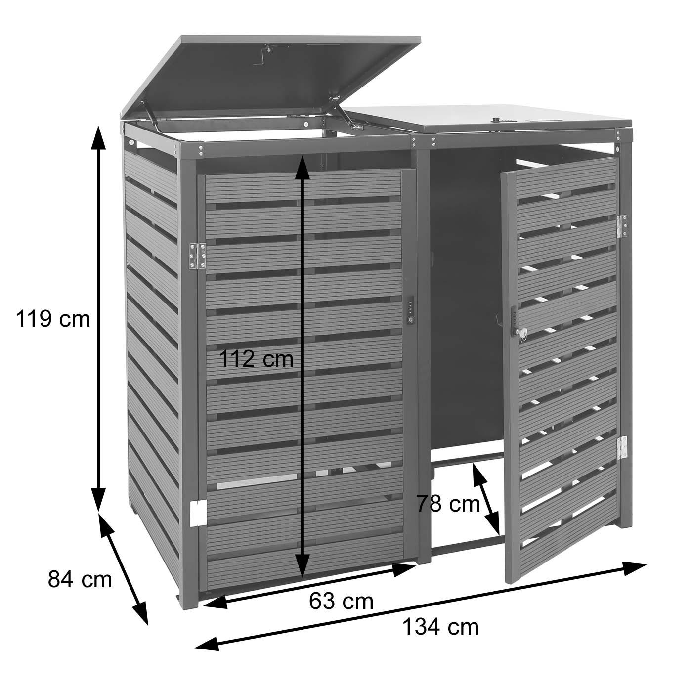 MÜLLTONNENVERKLEIDUNG 2ER Walnuss Dekor - Walnussfarben, Metall (134/119/84cm) - MCW
