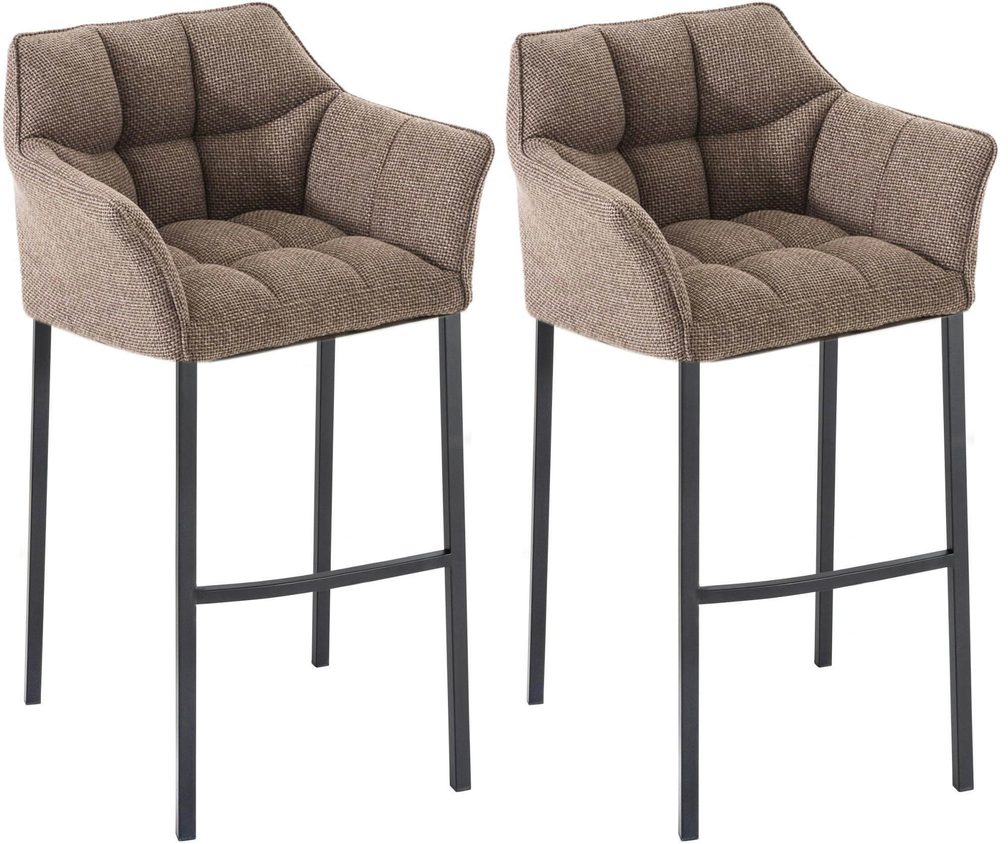 BARHOCKER 2er Set Stoff terrabraun - Dunkelbraun/Schwarz, Textil/Metall (64/110/48cm) - CLP