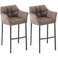 BARHOCKER 2er Set Stoff Terrabraun - Dunkelbraun/Schwarz, Textil/Metall (64/110/48cm) - CLP