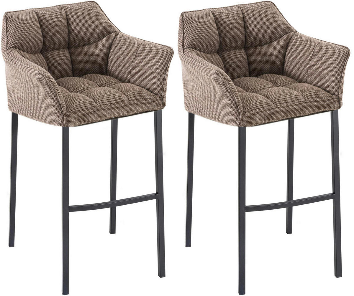 BARHOCKER 2er Set Stoff Terrabraun - Dunkelbraun/Schwarz, Textil/Metall (64/110/48cm) - CLP