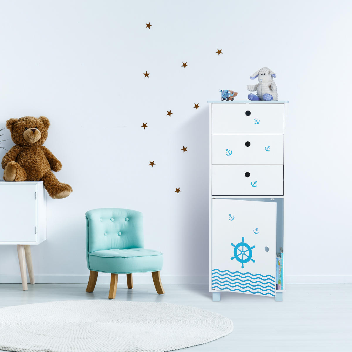 KINDER-KOMMODE - Weiß, Holzwerkstoff (42/105/30cm) - Relaxdays