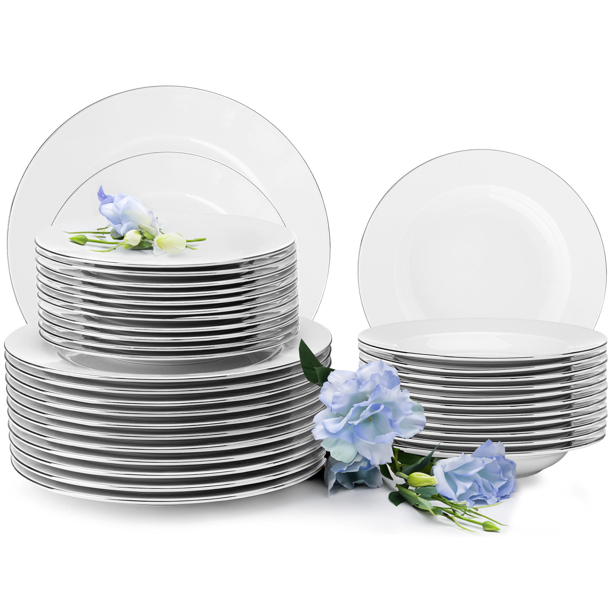 TAFELSERVICE MUSCARI 12-Personen 36-tlg - Platinfarben, Keramik (27/2/27cm) - KONSIMO®