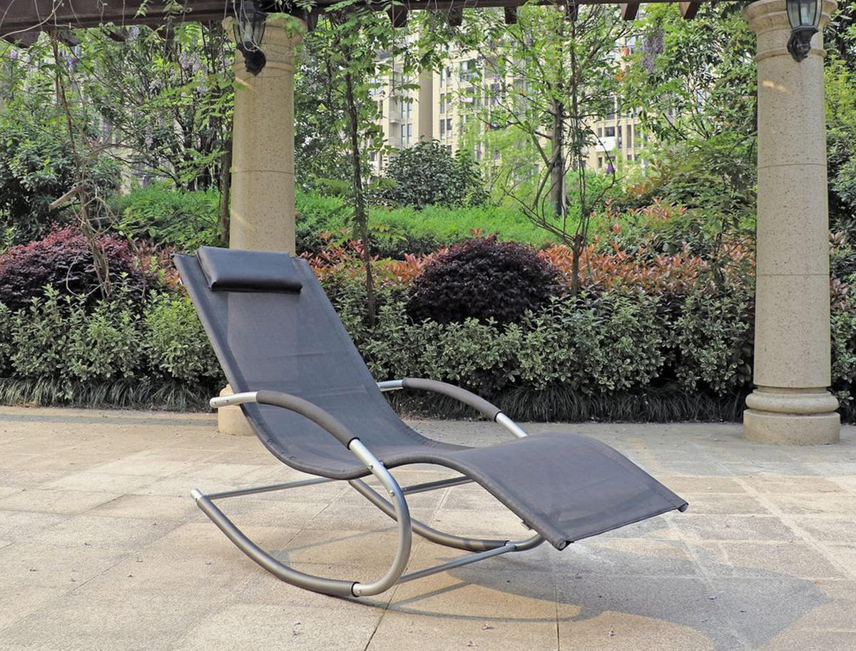 SCHAUKELLIEGE Anika Stahl Schwarz Kunststoff Sonnenliege - Schwarz, Kunststoff (62/89/160cm) - DELUKE