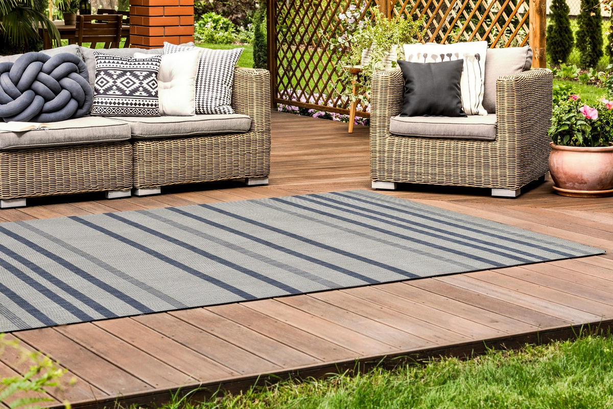 OUTDOOR-TEPPICH Terrace Weiß/Azurblau 80x150 cm - Multicolor, Textil (80/150cm) - Vercai Rugs