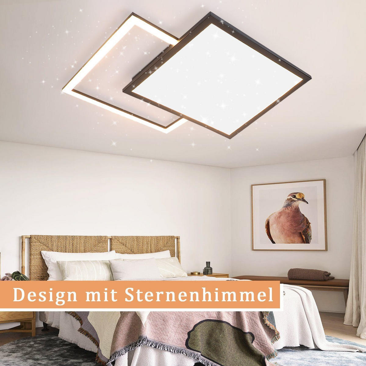 LED-DECKENLEUCHTE Carl 53/53/5 cm - Schwarz, Metall (53/53/5cm) - Nettlife