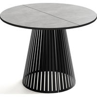 ESSTISCH Naro runder ausziehbarer, Grauer Beton 100-180/100/76 cm - Hellgrau/Schwarz, Holzwerkstoff/Metall (100/100/76cm) - WFL GROUP