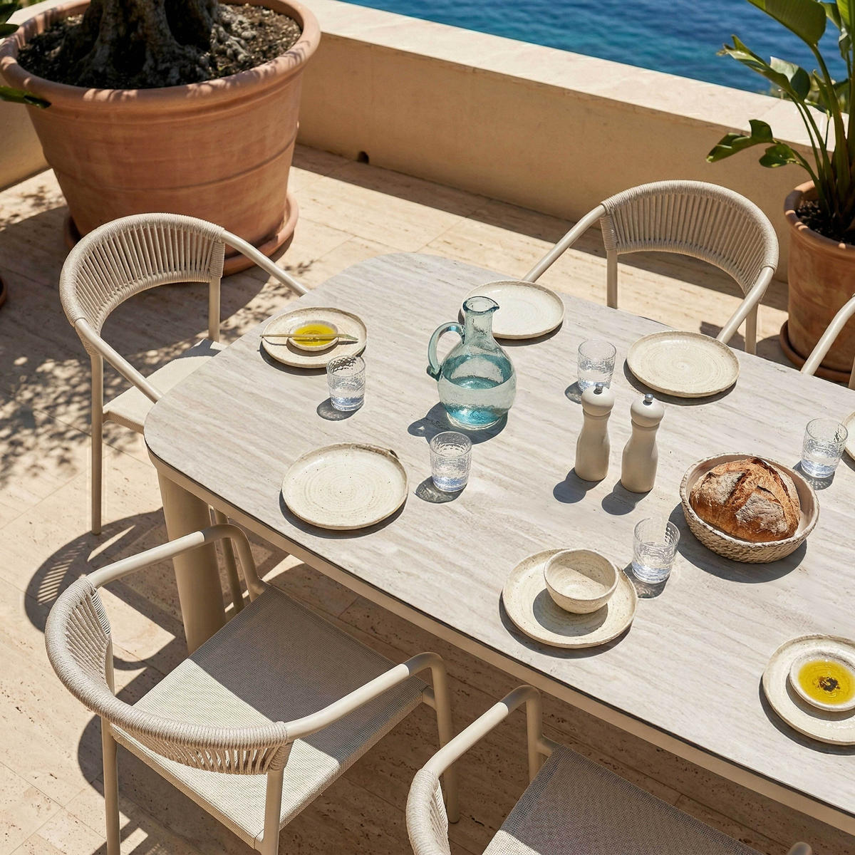 GARTENSET 9-tlg., Beige - Beige, Metall - Oviala