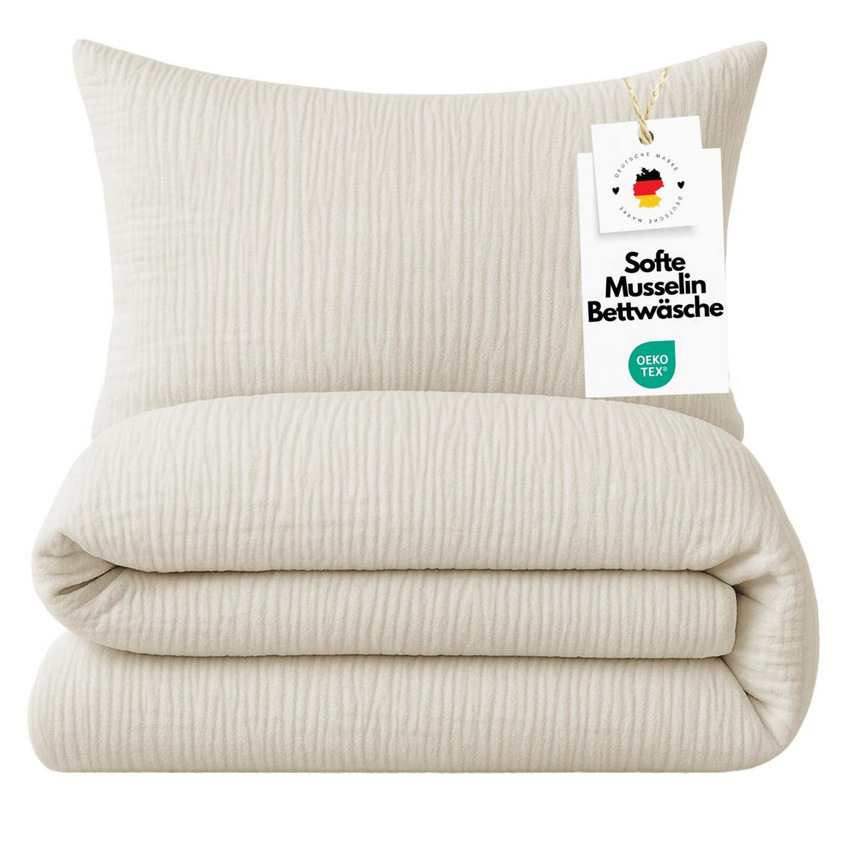 MUSSELIN-BETTWÄSCHE 135x200 Uni - Bettbezug Bügelfrei aus 100% Baumwolle - Einfarbig Beige - Beige, Textil (135/200cm) - Carpe Sonno