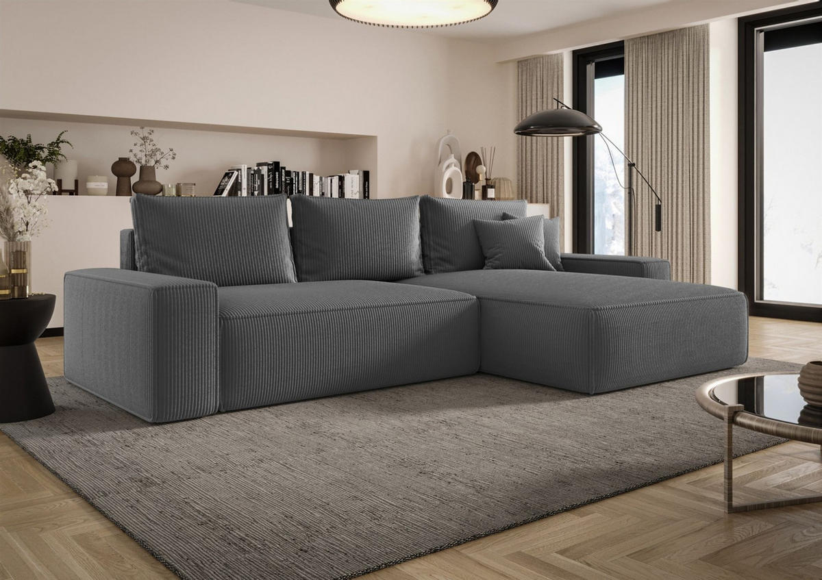 ECKSOFA Walken Mit Schlaffunktion - Grau, Holzwerkstoff/Textil (280/185cm) - Fun Möbel