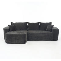 ECKSOFA aus Chenille in Schwarz mit modularem Design - Schwarz, Textil (144/65/262cm) - Modfu