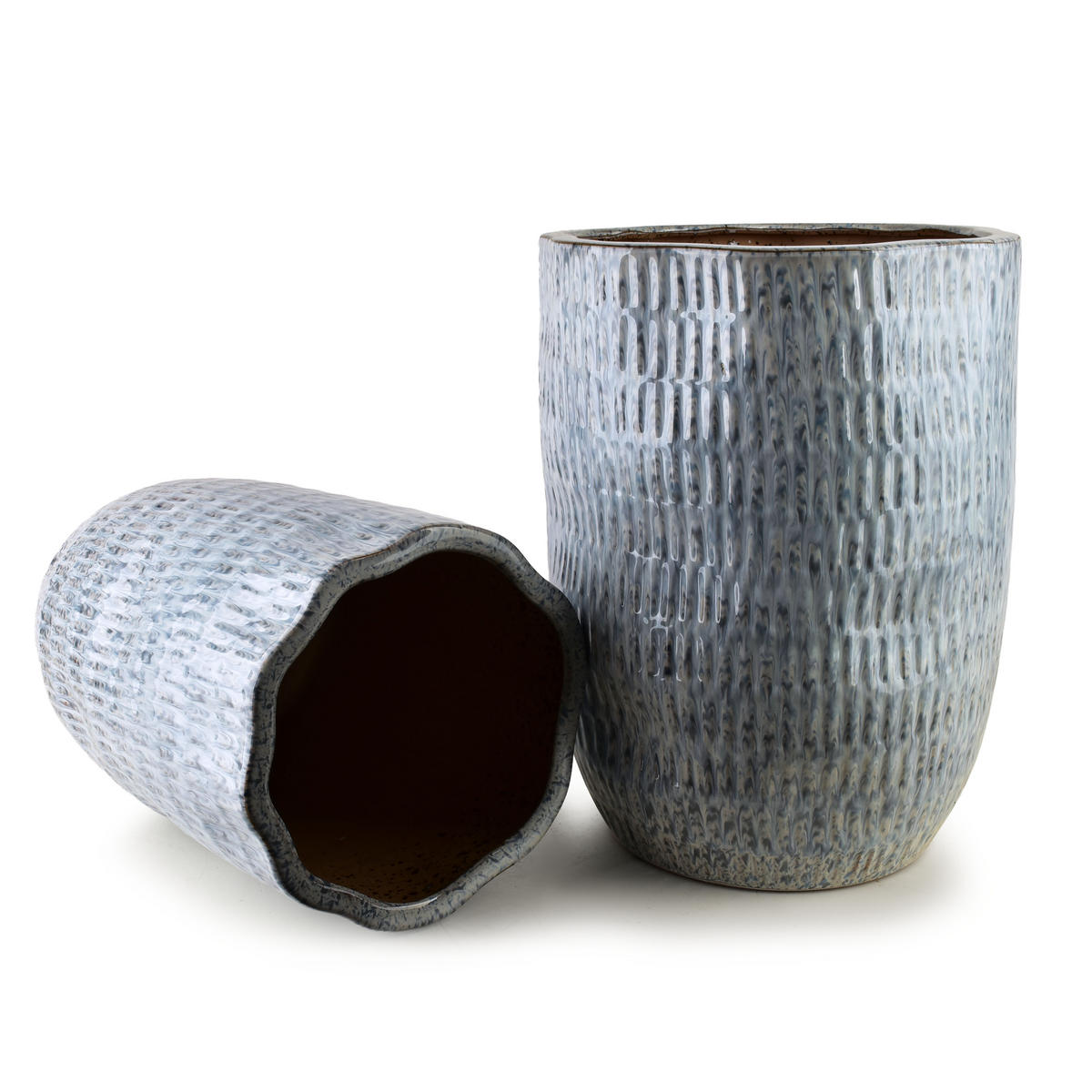KVĚTNÍKY Neva, 2dílná, keramika - šedá, keramika (42/52/42cm) - Mondex