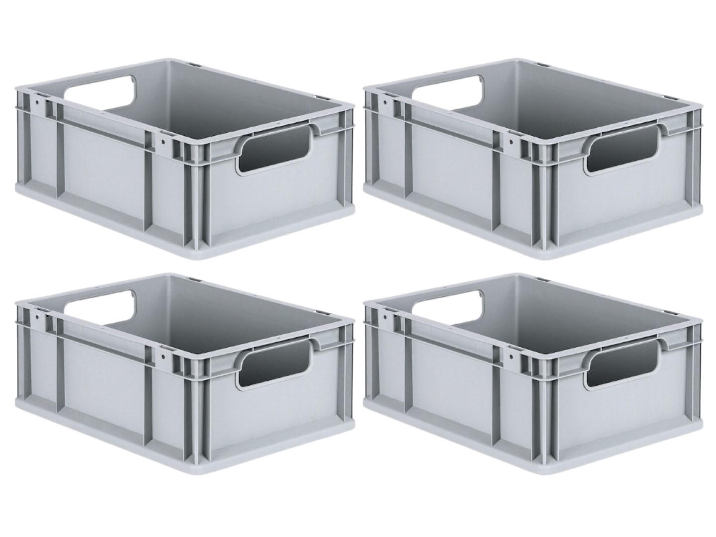 EUROBOX 4x Nextgen Economy Griffe Offen 17x30x40cm 16 Liter - Grau, Kunststoff (30/17/40cm) - PROREGAL