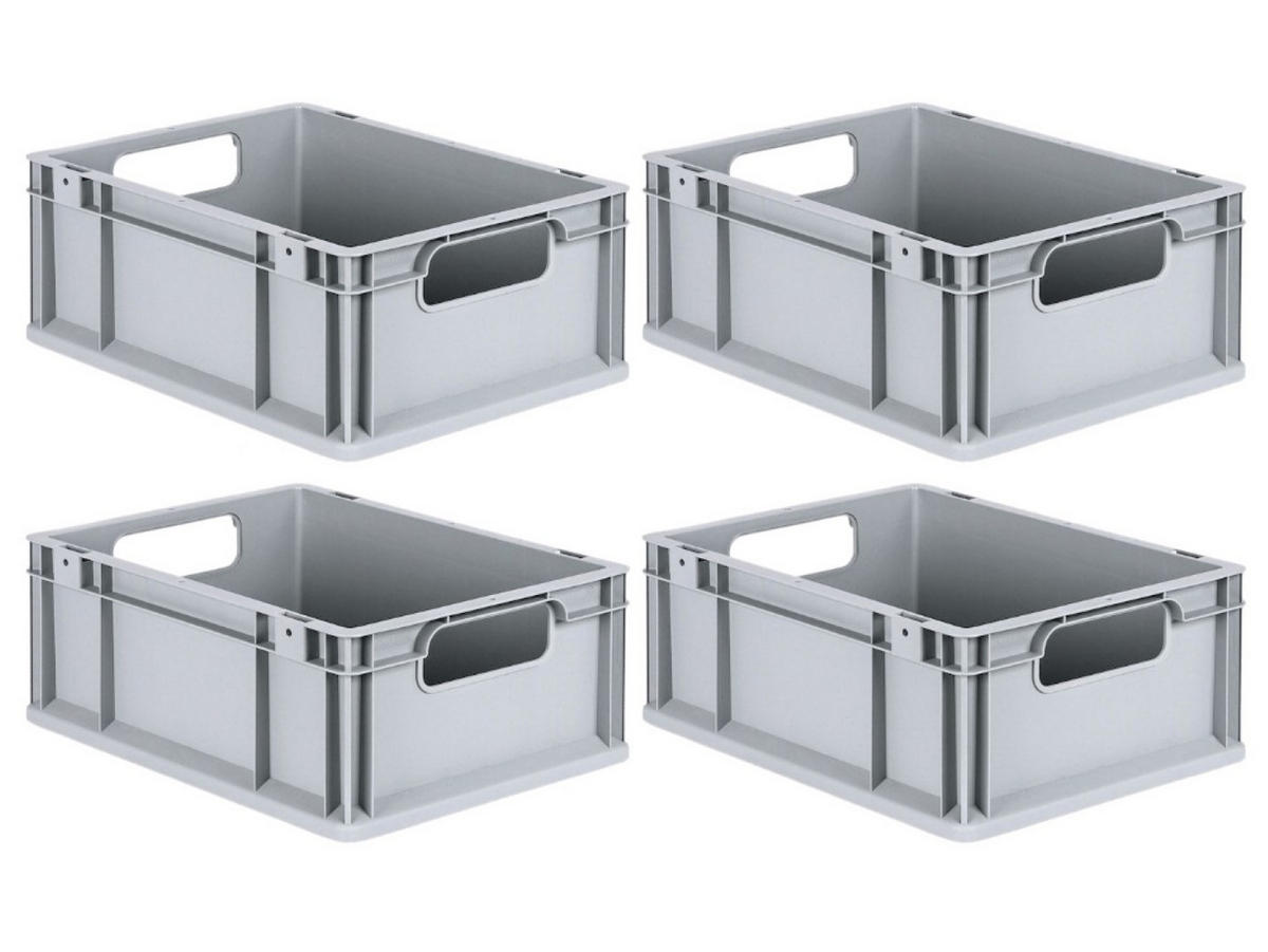EUROBOX 4x Nextgen Economy Griffe Offen 17x30x40cm 16 Liter - Grau, Kunststoff (30/17/40cm) - PROREGAL