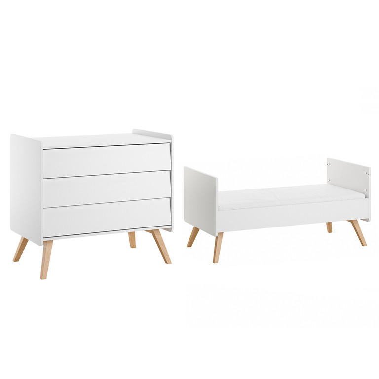 BABYZIMMER 2-teilig Vintage Weiß - Weiß, Holzwerkstoff (145/103/75cm) - Petits-meubles