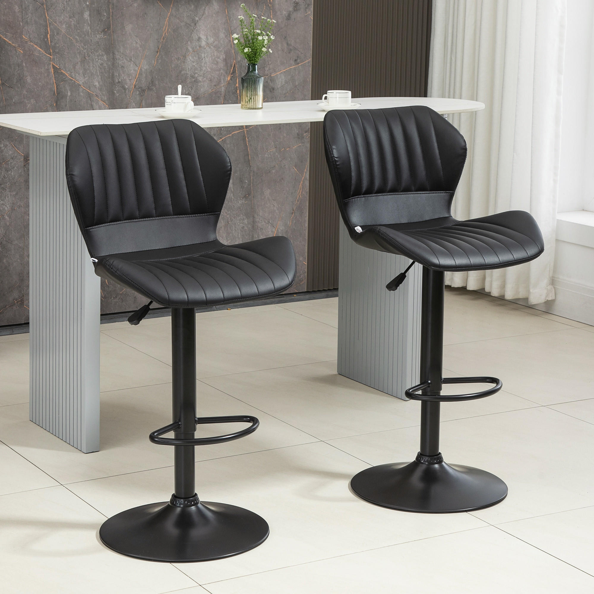 BARHOCKER Kunstleder Schaumstoff Schwarz - Schwarz, Kunststoff (55.5/110/48.5cm) - HOMCOM