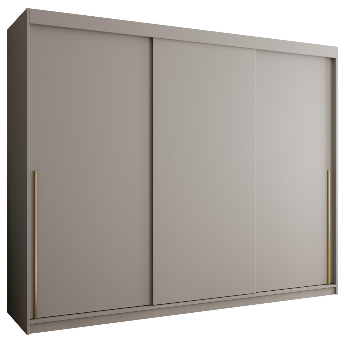 SCHIEBETÜRENSCHRANK 250 cm Breite Kaschmir mit Goldgriff - Kaschmir/Goldfarben, Holzwerkstoff (250/200/62cm) - Home Collective