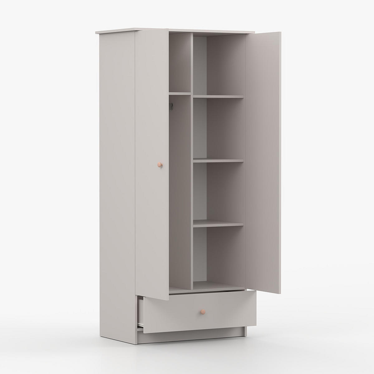 DREHTÜRENSCHRANK 85,5/193/53 cm 2-türig Olaf II Kaschmir + rosa Griffe - Kaschmir/Rosa, Holzwerkstoff/Metall (85.5/193/53cm) - imoebel24
