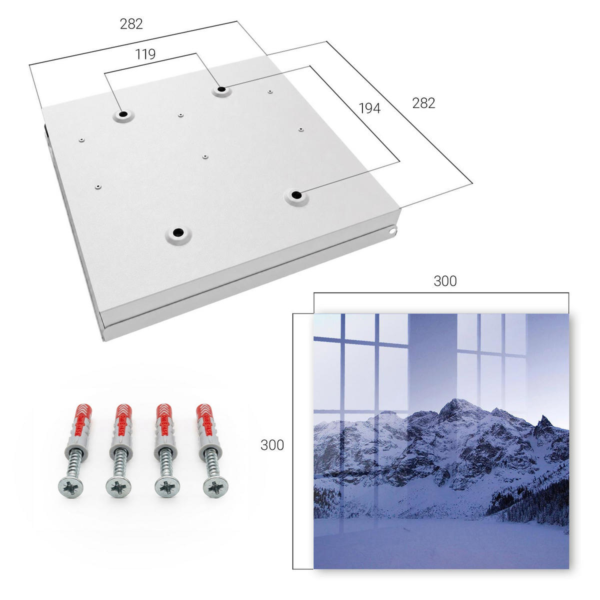 SCHLÜSSELBOX Weiß 30x30 cm – Türöffnung nach rechts - Winterliche Majestät - Weiß, Metall (30/30/5cm) - TULUP