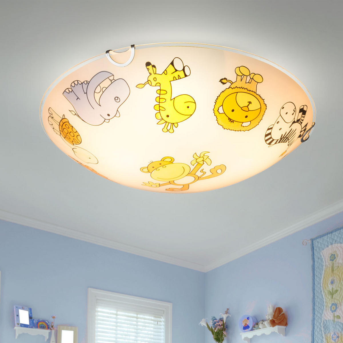 DECKENLEUCHTE KIDDY Glas Bunt - Multicolor, Glas (30/30/6.5cm) - Globo Lighting