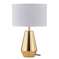 TISCHLEUCHTE - Frottee / Eisen - 1-flammig - Goldfarben, Textil/Metall (20/20/32cm) - home24