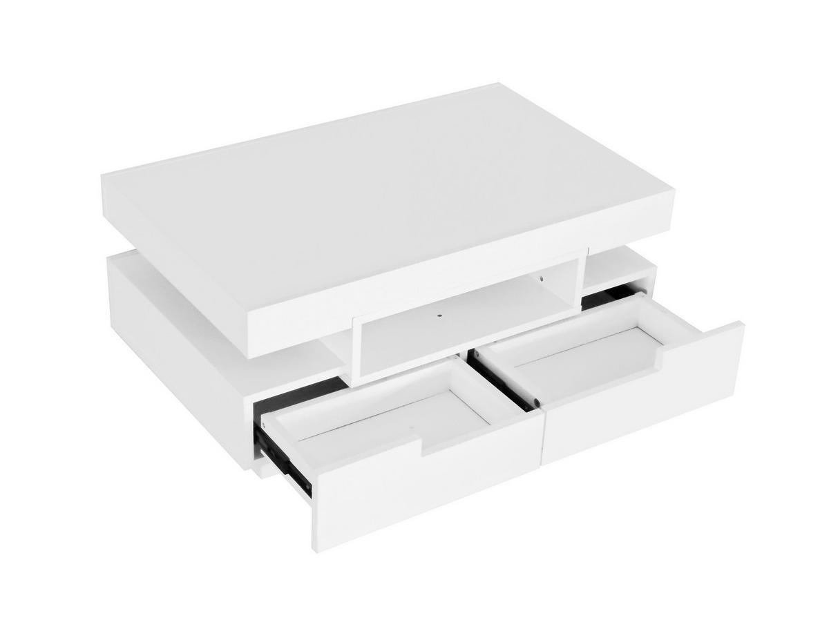 COUCHTISCH DE-127 Hochglanz mit LED-Lichtleiste Weiß - Weiß, Holzwerkstoff (50/80/36cm) - ComfortXL