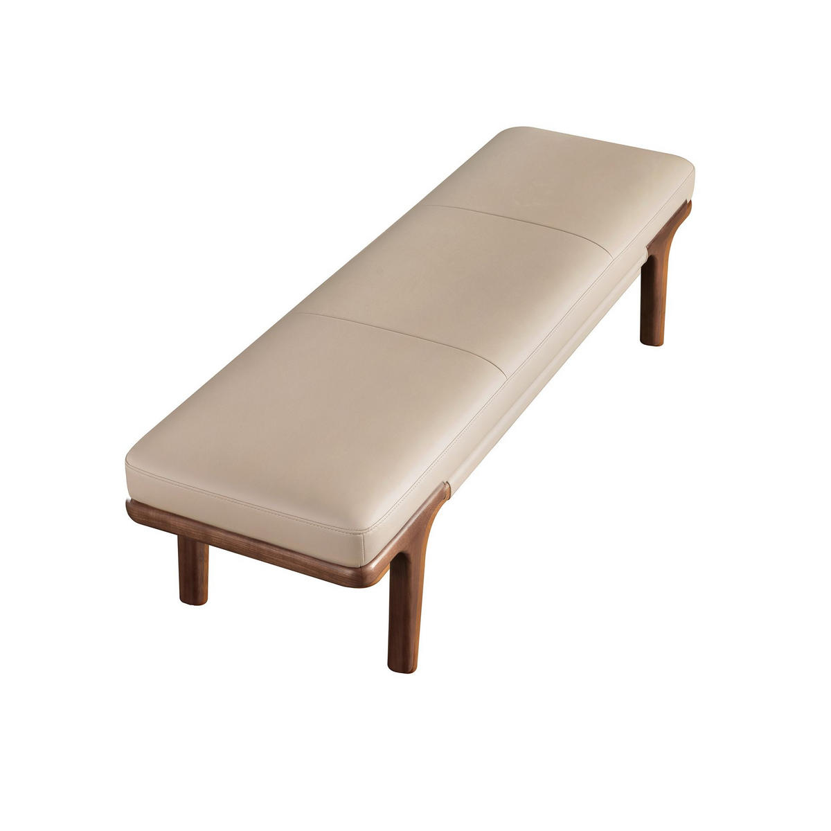 HOCKERBANK Nerz-Kunstleder-Bank 162/50/43 cm - Dunkelbraun/Walnussfarben, Leder/Holz (162/43/50cm) - ANGEL CERDA