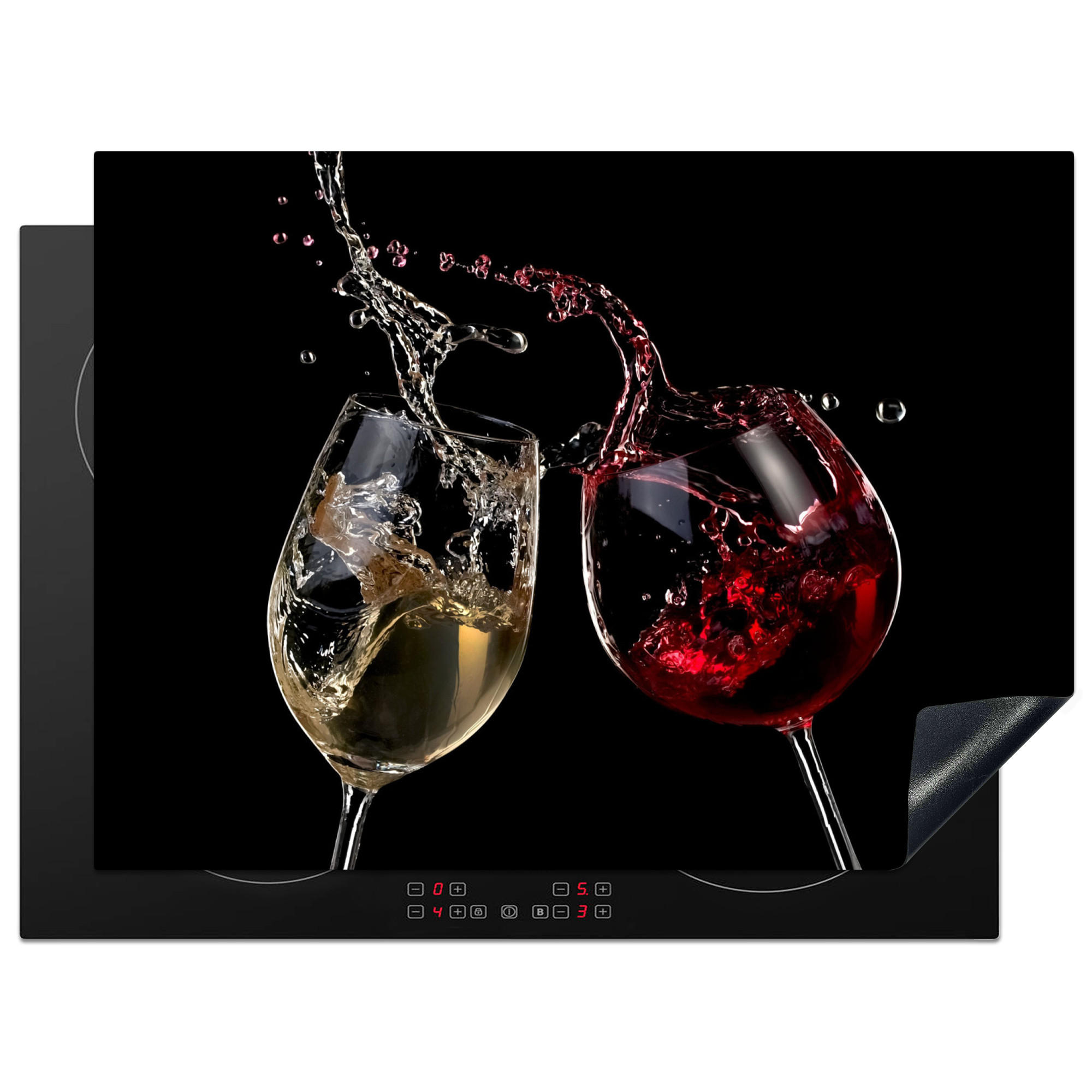 HERDABDECKPLATTE Rotwein - Weißwein - Glas - Schwarz 70x52 cm - Weinrot, Kunststoff (70/0.2/52cm) - MuchoWow
