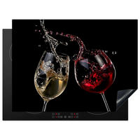 HERDABDECKPLATTE Rotwein - Weißwein - Glas - Schwarz 70x52 cm - Weinrot, Kunststoff (70/0.2/52cm) - MuchoWow