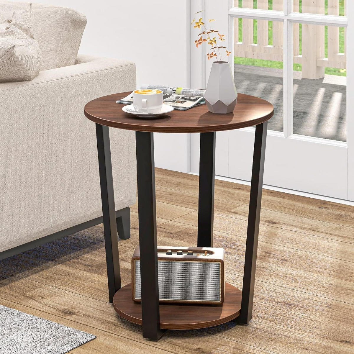 BEISTELLTISCH 56cm Walnuss - Walnussfarben, Holz (50/50/56cm) - COSTWAY