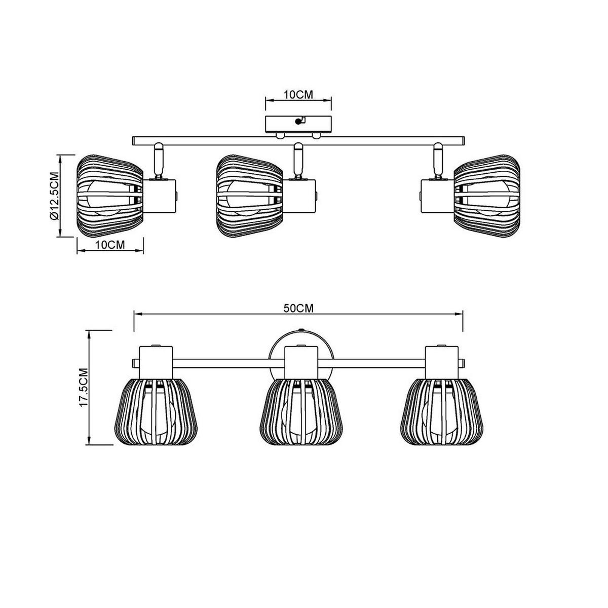 LED DECKENLEUCHTE OLIN Metall Braun, 3-flammiger Spot - Braun, Glas (50/17.5/12.5cm) - Globo Lighting