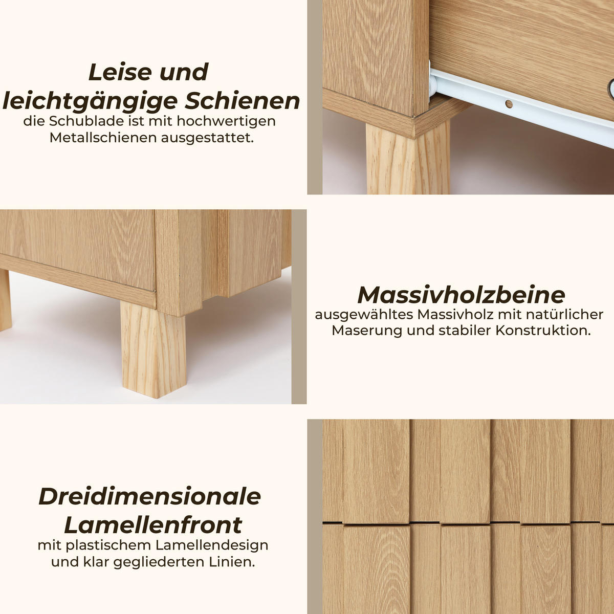 NACHTTISCH Modern mit 2 Schubladen, Eichenfarben, Spanplatte | B40 x T30 x H55 cm - Eichefarben, Holz (40/55/30cm) - Hometopia