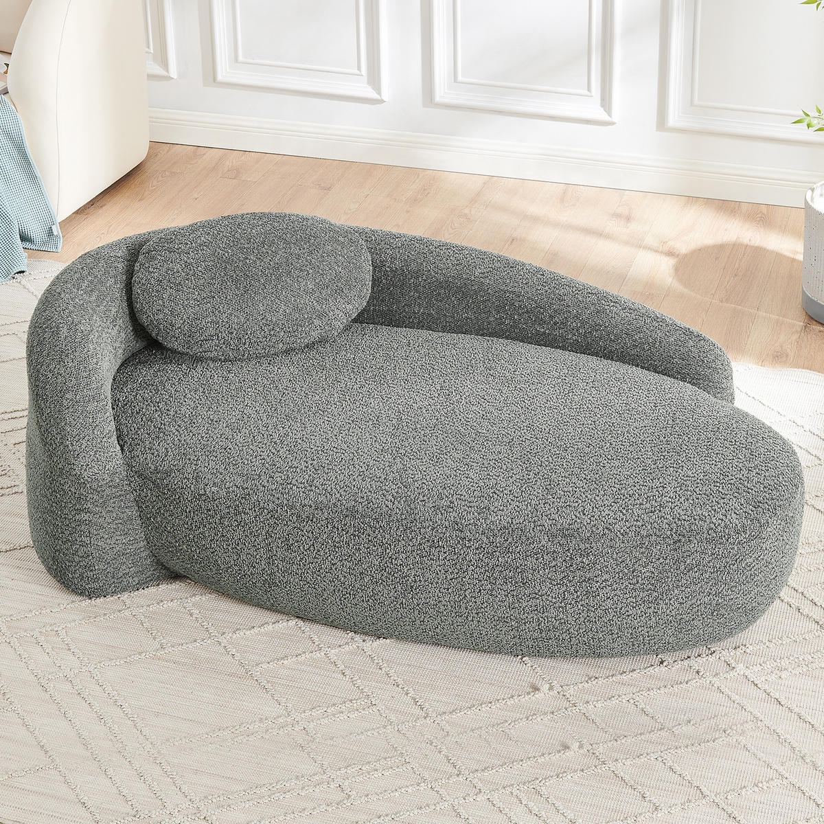 RÉCAMIERE DE-34585 Teddyfleece mit abgerundetem Design Grau - Dunkelgrau, Textil (96/62/170cm) - ComfortXL